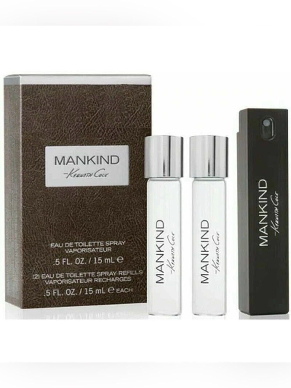 MANKIND by KENNETH COLE Cologne 3 pc SET 0.5 oz EDT Spray + 2 Refills NEW IN BOX
